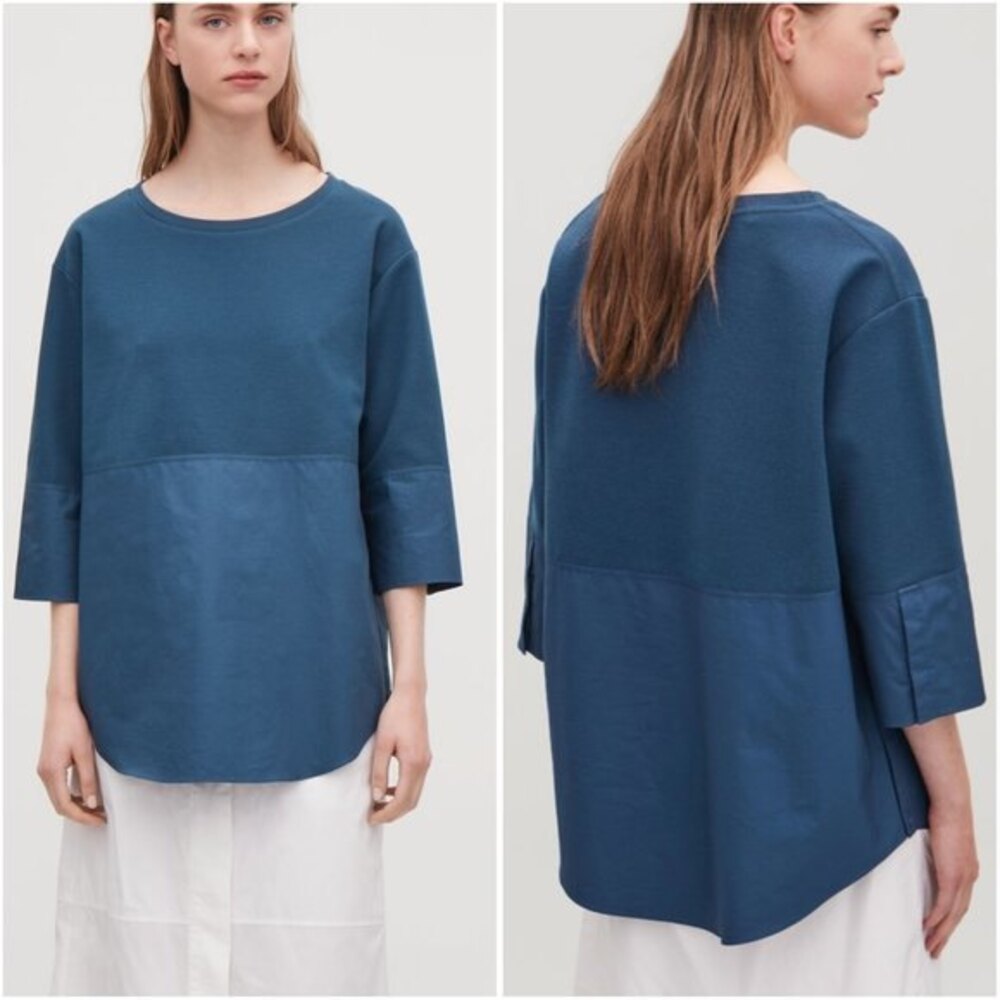 COS Cotton Sweatshirt With Shirt Hem Pink Blouse